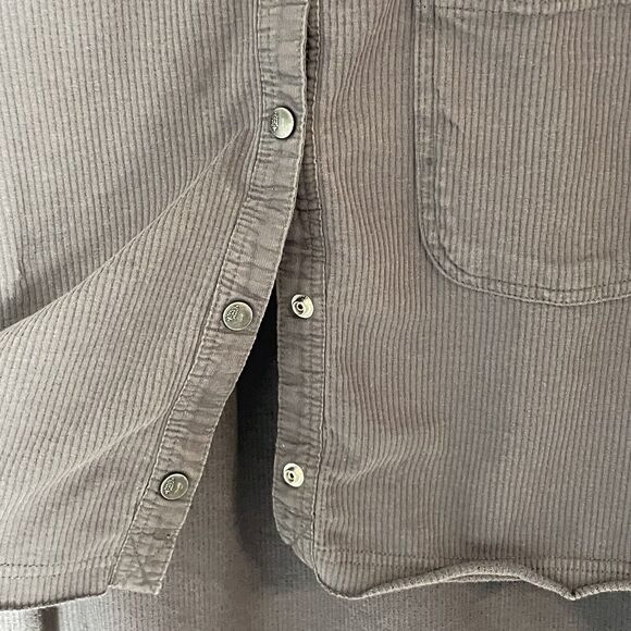 FREE PEOPLE MOVEMENT Gray Ribbed Corduroy Oversized XS Hi-Lo Shirt - Picture 5 of 10